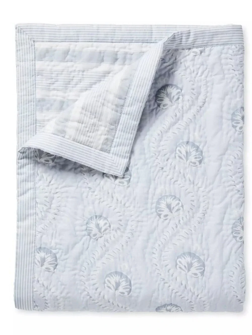 Fairhope Cotton Voile Coverlet By Serena And Lily, Sky Sz Q + BONUS SHAM!